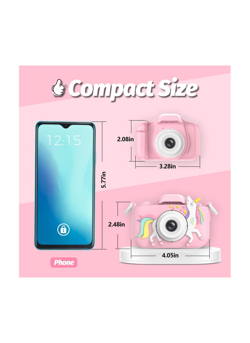 Kids Camera Toys for 3-8 Year Old Girls Boys,Children Digital Video Camcorder Camera with Cartoon Soft Cover, Best Chritmas Birthday Festival Gift for Kids - 32G SD Card Included