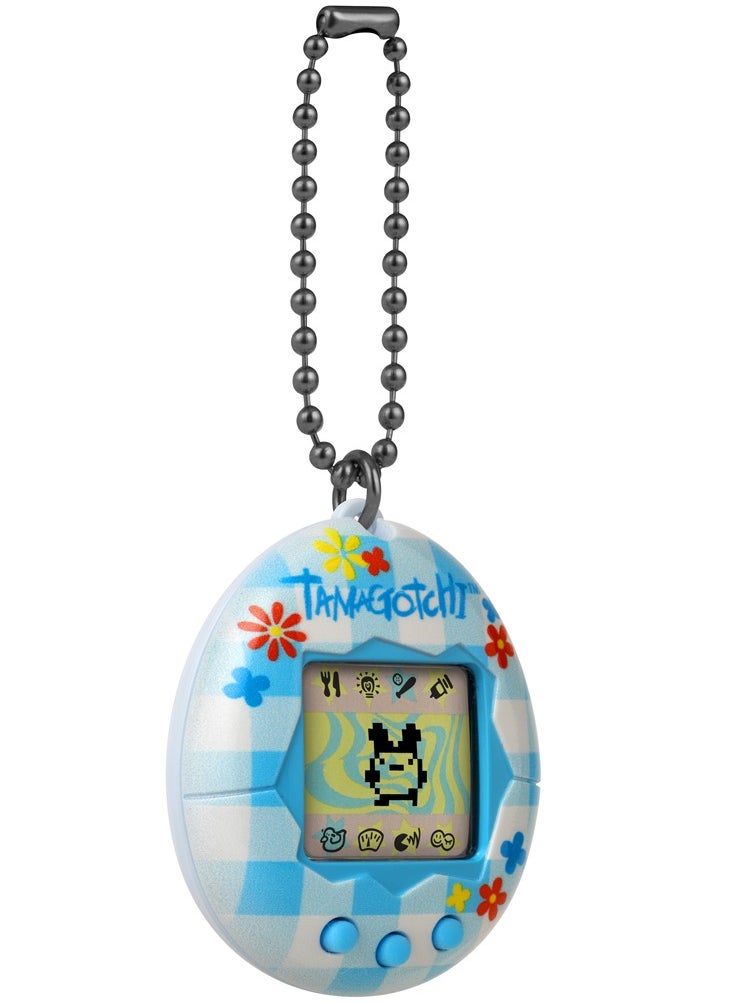 Tamagotchi Original Flower Gingham, Battery Operated | Electronic Pet | Retro Virtual Pet | Toys for Kids, Girls and Boys | Interactive Game | Digital Pet