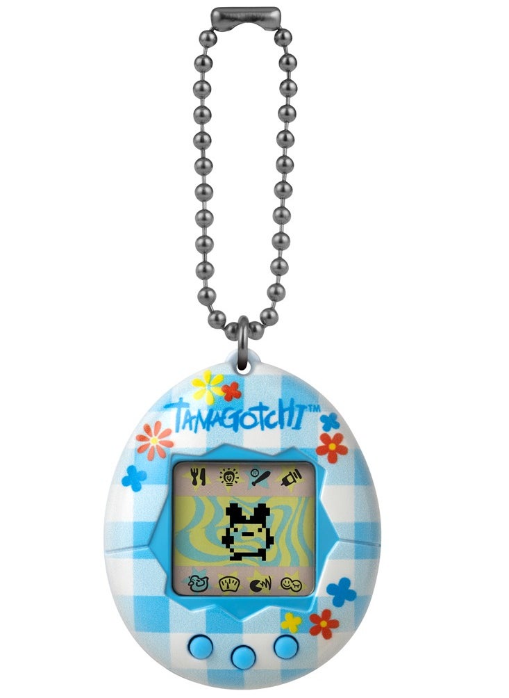 Tamagotchi Original Flower Gingham, Battery Operated | Electronic Pet | Retro Virtual Pet | Toys for Kids, Girls and Boys | Interactive Game | Digital Pet