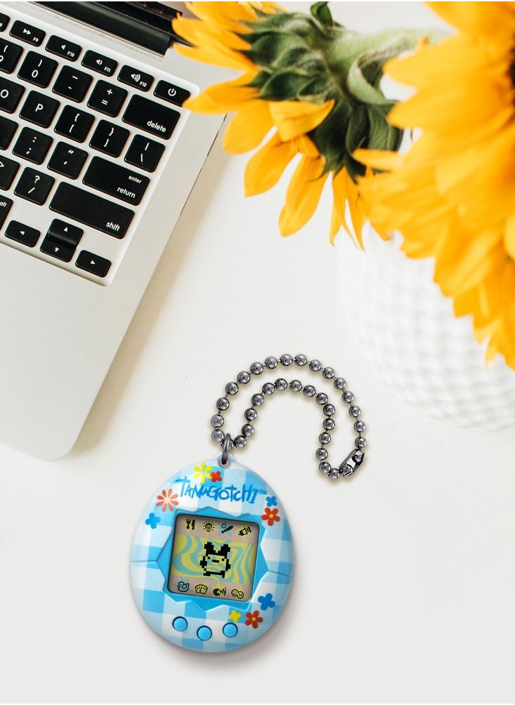 Tamagotchi Original Flower Gingham, Battery Operated | Electronic Pet | Retro Virtual Pet | Toys for Kids, Girls and Boys | Interactive Game | Digital Pet