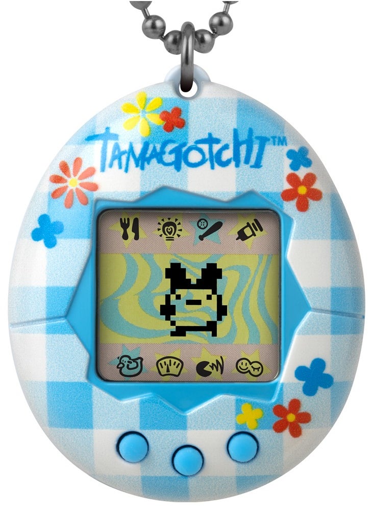 Tamagotchi Original Flower Gingham, Battery Operated | Electronic Pet | Retro Virtual Pet | Toys for Kids, Girls and Boys | Interactive Game | Digital Pet