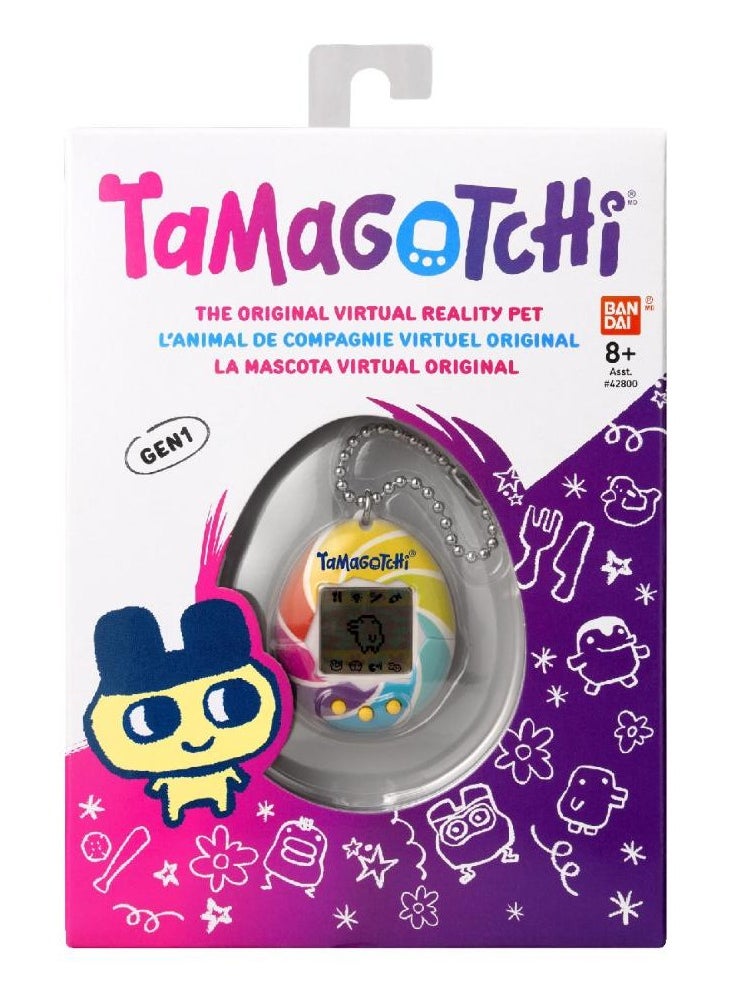 Tamagotchi Original Candy Swirl, Battery Operated | Electronic Pet | Retro Virtual Pet | Toys for Kids, Girls and Boys | Interactive Game | Digital Pet
