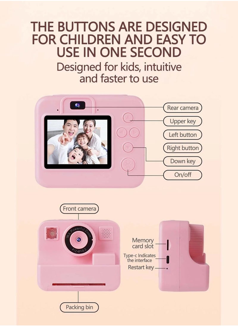 Kids Instant Print Camera - 1080P HD Digital Video Camera with Printer, 2.4