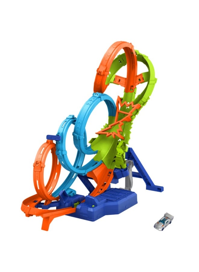 Hot Wheels Action 4-Loop Crash Out Track Set with Motorized Booster & Toy Car