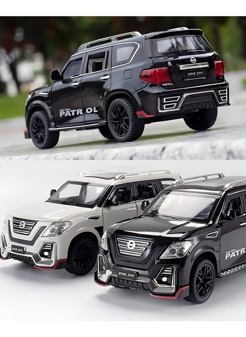 1:24 For Nissan Patrol SUV Diecast Car Alloy Car Model Diecasts Sound Light Modified Model Boy Toy Birthday Gift for Boys and Girls Black
