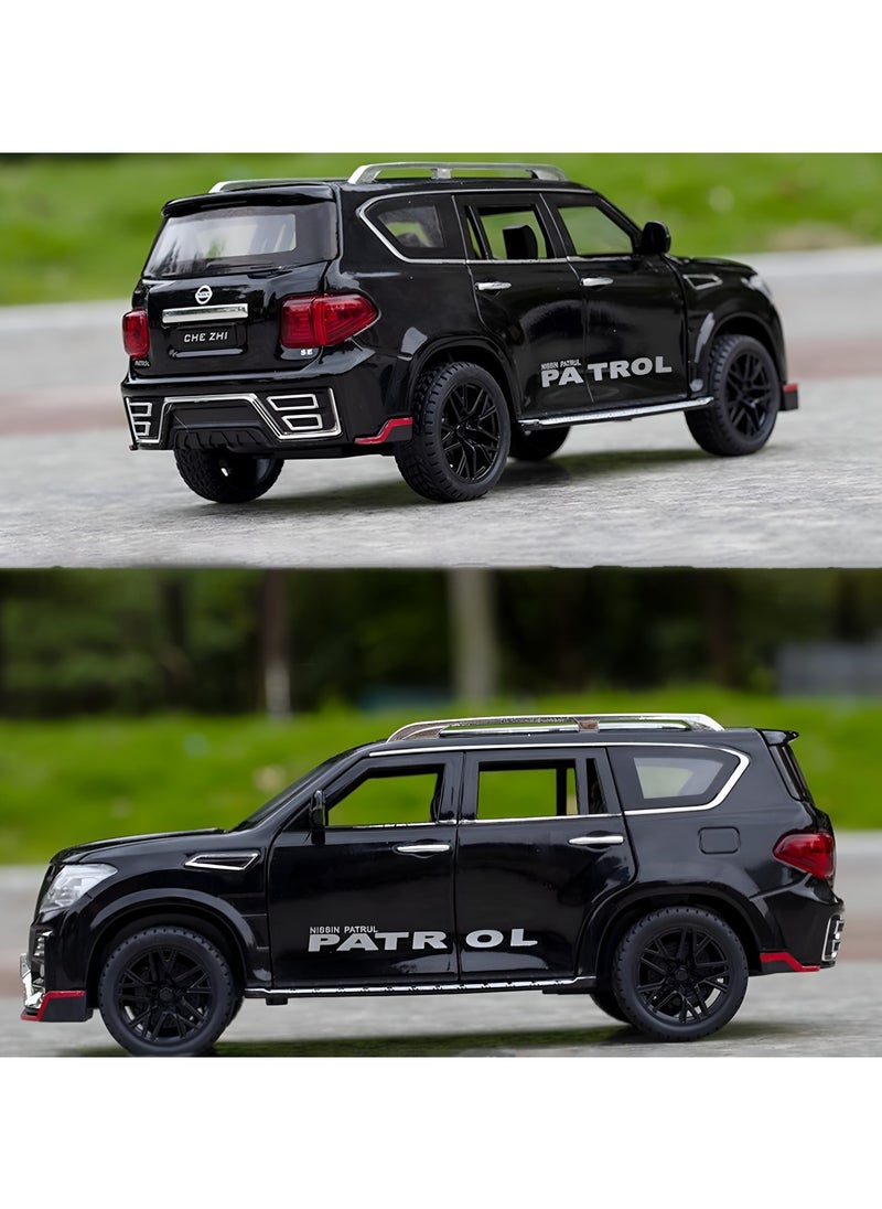 1:24 For Nissan Patrol SUV Diecast Car Alloy Car Model Diecasts Sound Light Modified Model Boy Toy Birthday Gift for Boys and Girls Black