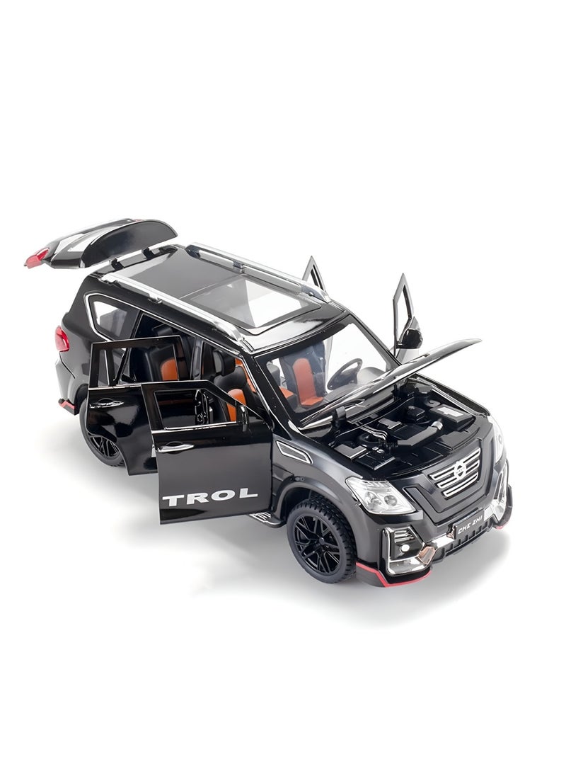 1:24 For Nissan Patrol SUV Diecast Car Alloy Car Model Diecasts Sound Light Modified Model Boy Toy Birthday Gift for Boys and Girls Black