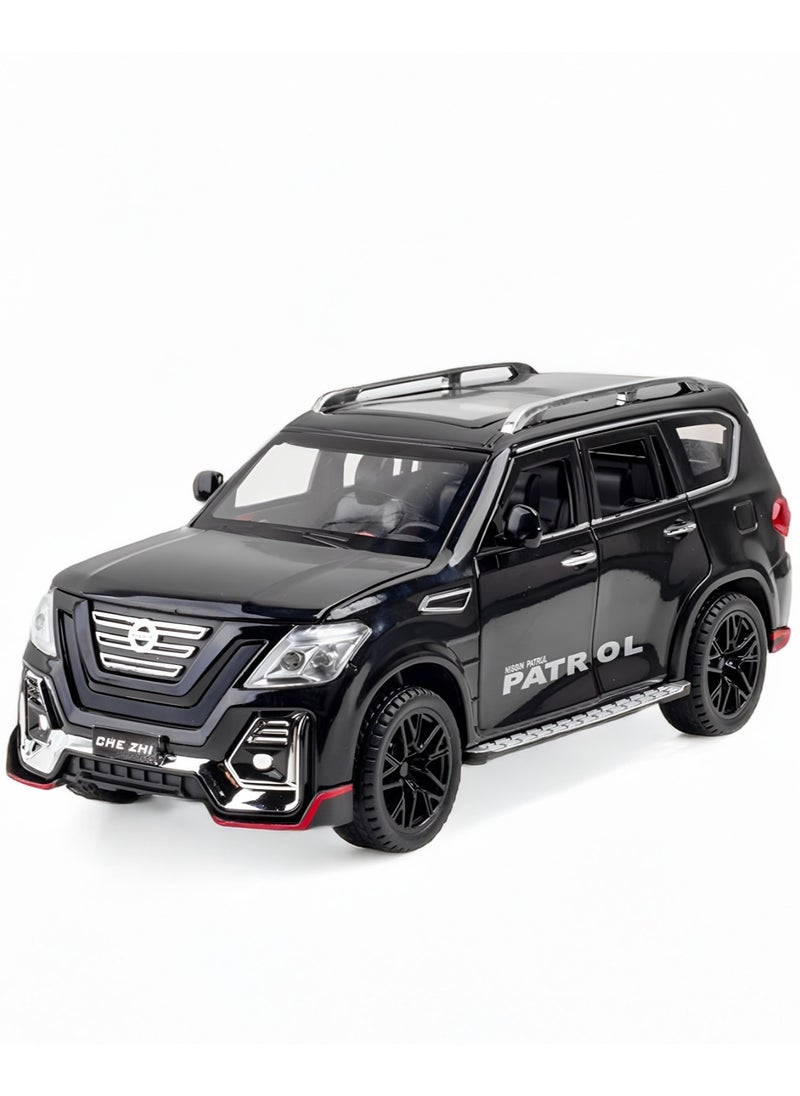 1:24 For Nissan Patrol SUV Diecast Car Alloy Car Model Diecasts Sound Light Modified Model Boy Toy Birthday Gift for Boys and Girls Black