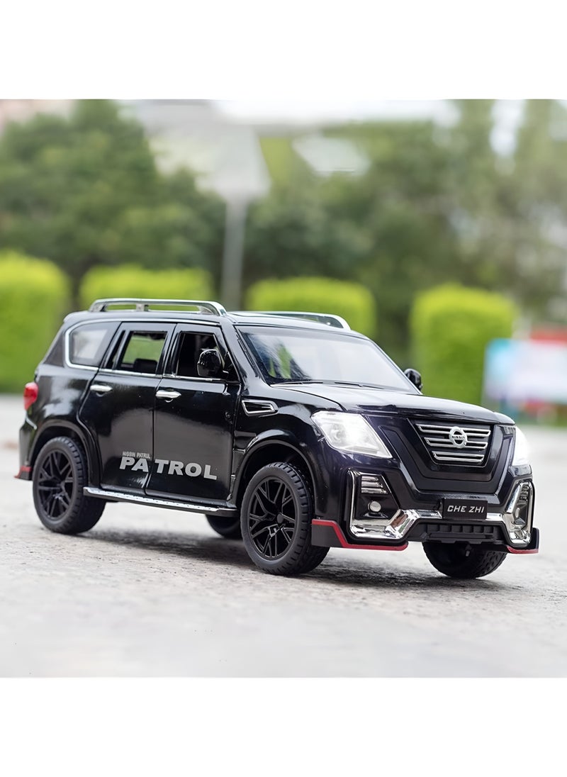 1:24 For Nissan Patrol SUV Diecast Car Alloy Car Model Diecasts Sound Light Modified Model Boy Toy Birthday Gift for Boys and Girls Black