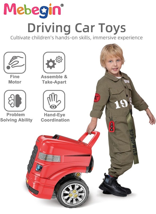 Large Truck Engine Toy, Kids Mechanic Repair Set, Big Truck Builder Kit, Mechanic Workshop Set with Light and Sound, Take Apart Motor Vehicle Toy, Simulation Car Service Station, Creative Educational Toy, Ideal Gift for Kids Aged 3+, 3 AA Batteries Required(Not Included), 40*30*46cm