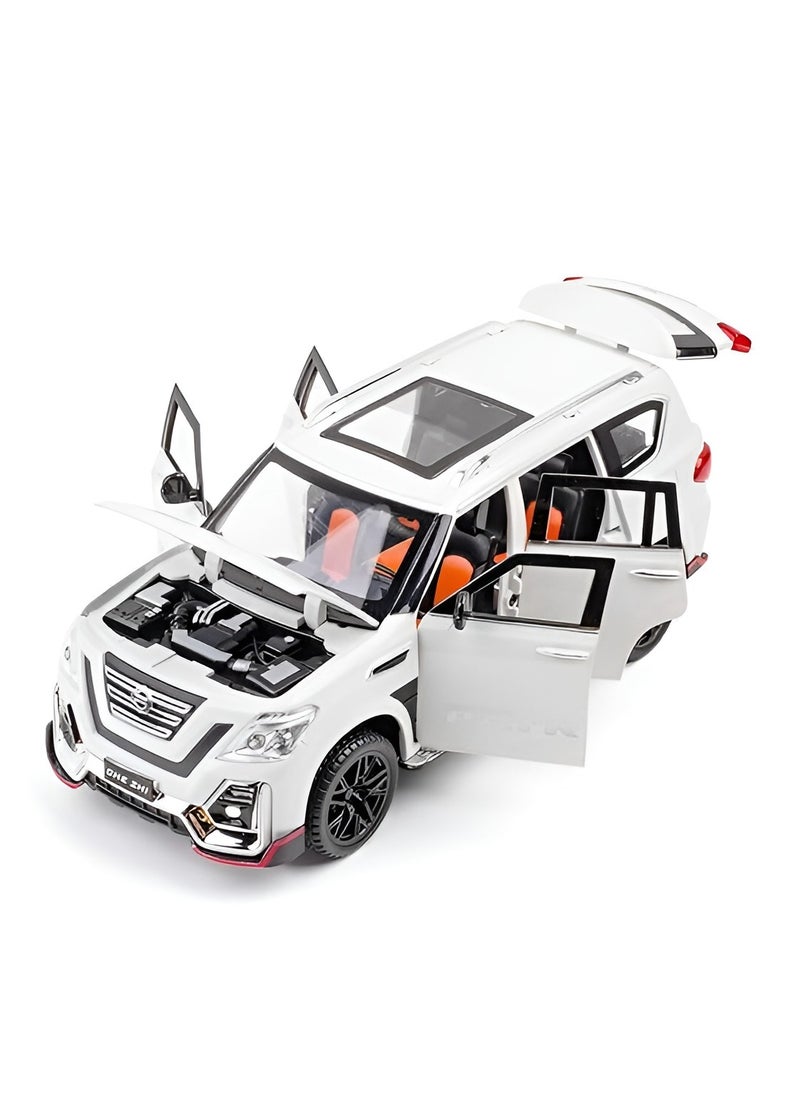 1:24 Nissan Patrol Diecast Alloy car with Pull Back and Music and Sound - White