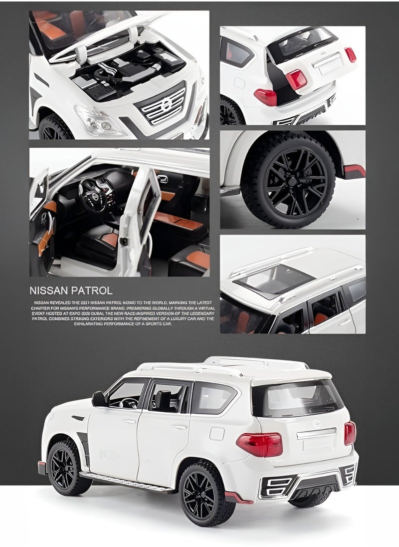 1:24 Nissan Patrol Diecast Alloy car with Pull Back and Music and Sound - White