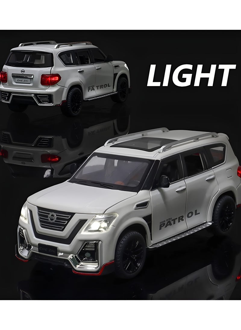 1:24 Nissan Patrol Diecast Alloy car with Pull Back and Music and Sound - White