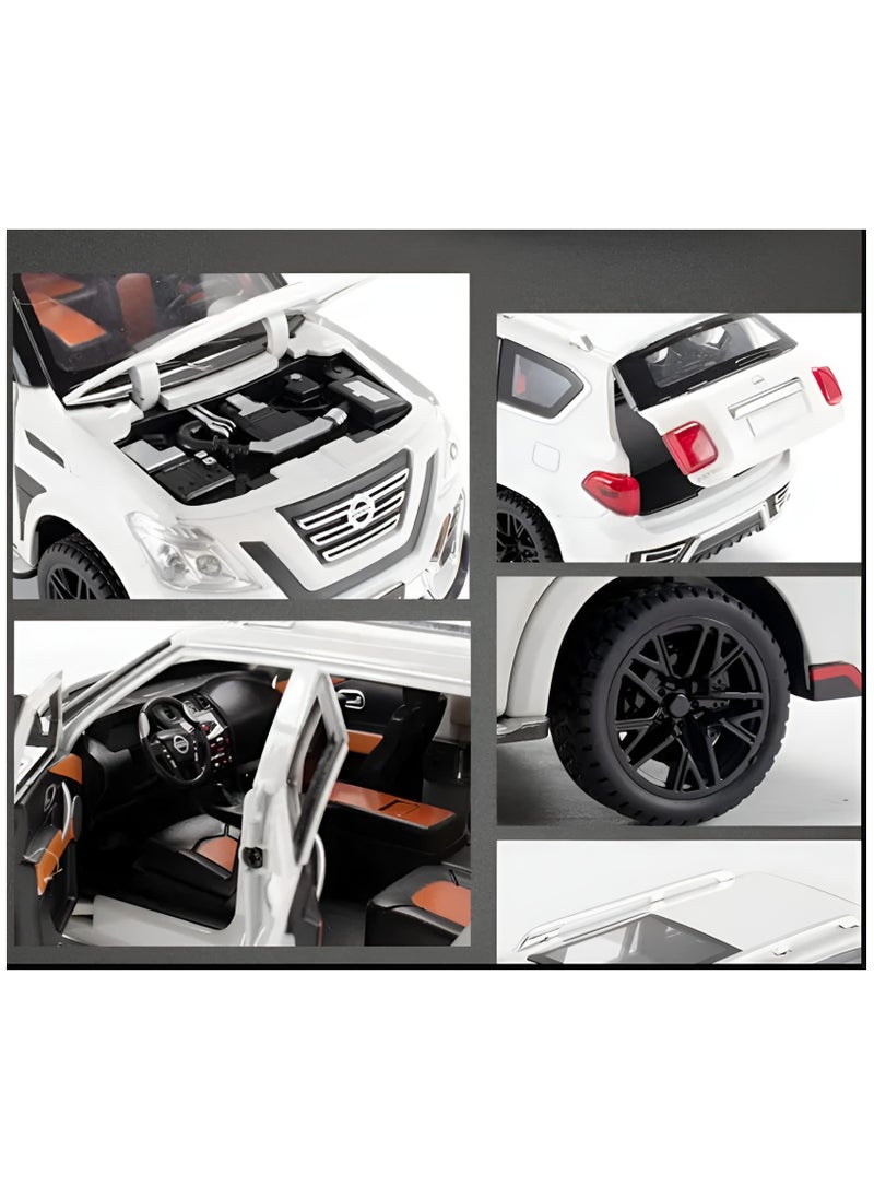 1:24 Nissan Patrol Diecast Alloy car with Pull Back and Music and Sound - White