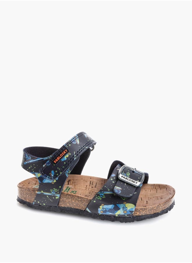 Boys' Skater Print Sandals with Hook and Loop Closure