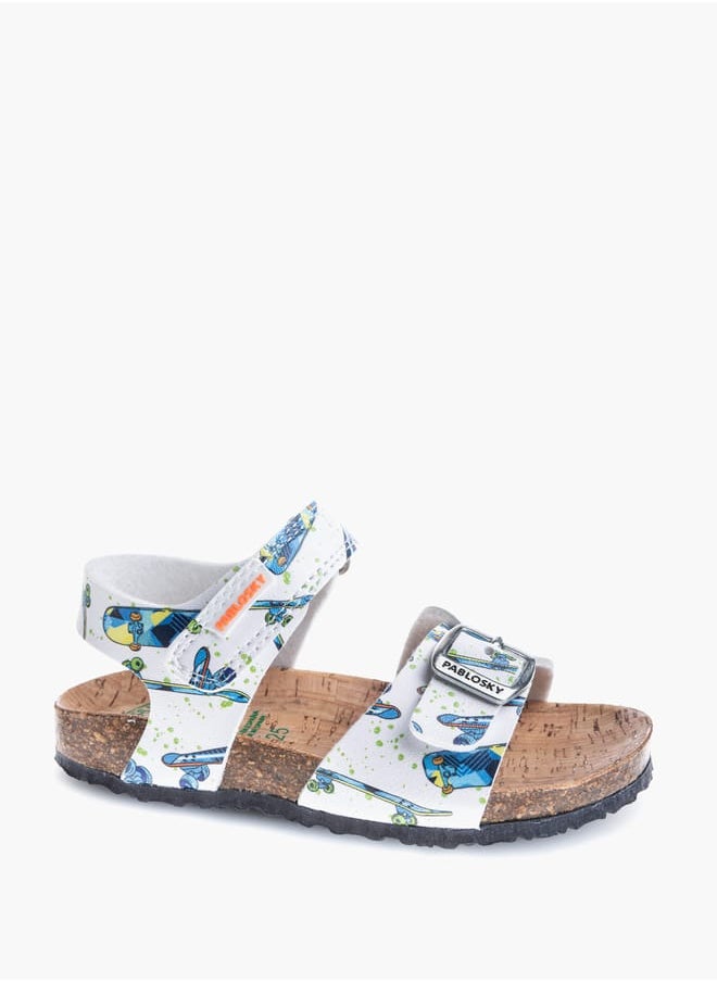 Boys' Skater Print Sandals with Hook and Loop Closure