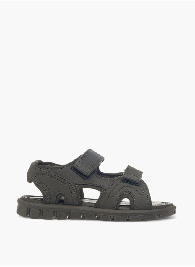 Boys Solid Sandals With Hook And Loop Closure