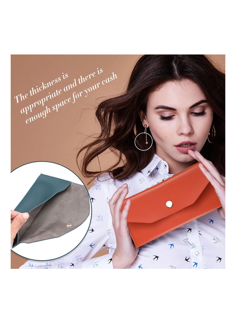 3-Pack PU Leather Cash Envelopes - Reusable Money Pouches for Weddings, Birthdays, Graduations, and Holidays (Black, Orange, Dark Green) - Perfect for Spring Festival Celebrations.