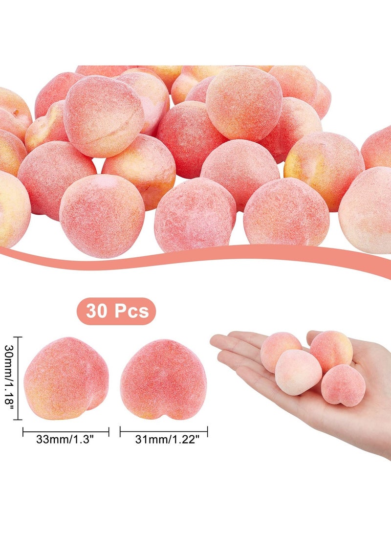 30Pcs Mini 1.3 Inch Artificial Fruit Peach Simulation Peach Realistic Fake Fruit Peach for Floral Arrangements Home Decor Home Kitchen Party Photography Prop Food Toy