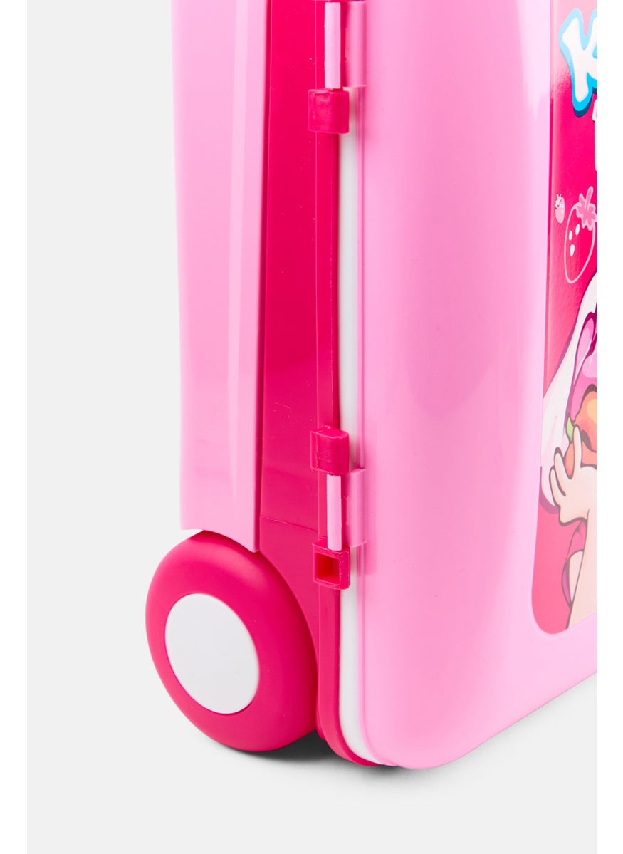 2 in 1 Kitchen Play Set with Suitcase Trolley, Pink Combo