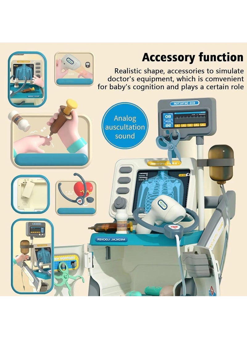 UKR Kids Doctor Cart Playset with X-Ray Machine, Medical Accessories & Simulation ECG Monitor Educational Pretend Play Medical Toy for Kids.