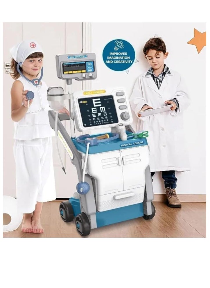 UKR Kids Doctor Cart Playset with X-Ray Machine, Medical Accessories & Simulation ECG Monitor Educational Pretend Play Medical Toy for Kids.