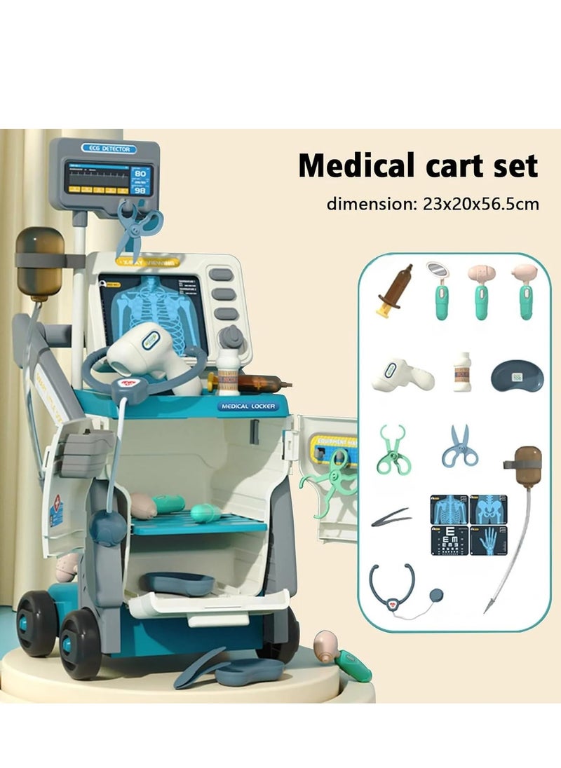 UKR Kids Doctor Cart Playset with X-Ray Machine, Medical Accessories & Simulation ECG Monitor Educational Pretend Play Medical Toy for Kids.