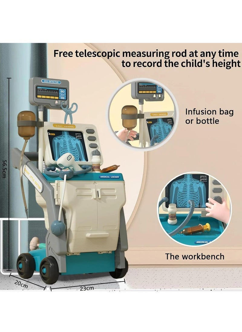 UKR Kids Doctor Cart Playset with X-Ray Machine, Medical Accessories & Simulation ECG Monitor Educational Pretend Play Medical Toy for Kids.