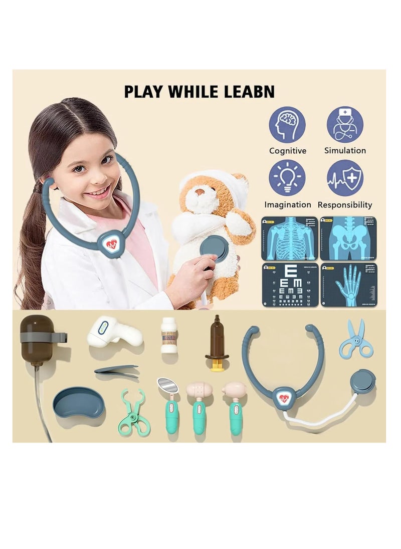 UKR Kids Doctor Cart Playset with X-Ray Machine, Medical Accessories & Simulation ECG Monitor Educational Pretend Play Medical Toy for Kids.