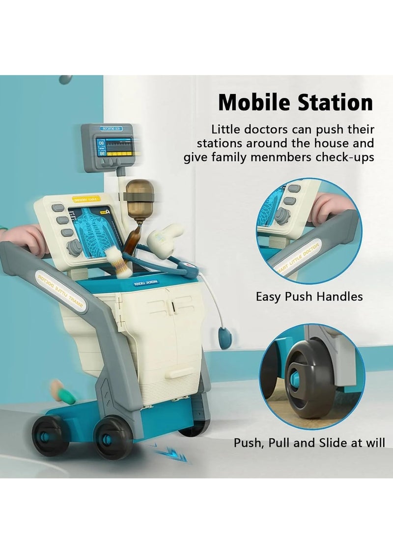 UKR Kids Doctor Cart Playset with X-Ray Machine, Medical Accessories & Simulation ECG Monitor Educational Pretend Play Medical Toy for Kids.