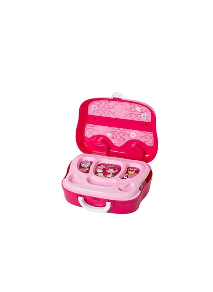 Beauty Makeup Pretend Play Toy Set for Girl with Makeup Accessories and Carry Suitcase,Plastic,Multi color