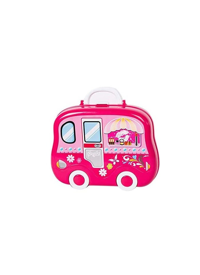 Beauty Makeup Pretend Play Toy Set for Girl with Makeup Accessories and Carry Suitcase,Plastic,Multi color