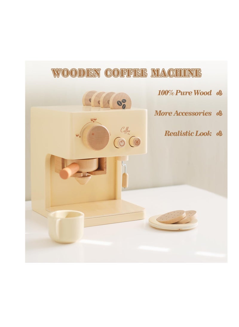 kids coffee maker 10pcs toy coffee maker playset wooden kitchen set toys toddler play kitchen accessories pretend playset for kids fun gifts for boys and girls