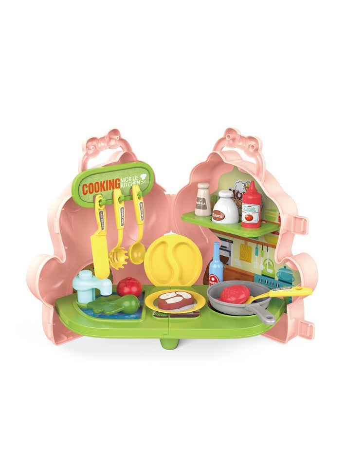 27-Piece Unicorn-Themed Kids Cooking Playset, Pretend Kitchen and Dining Set for Children, Realistic Food and Utensils