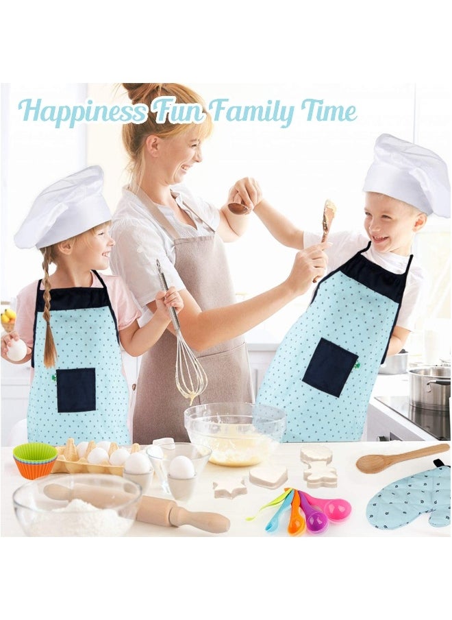 Cooking and Baking Set for Kids, Kids' Chef Role Play Costume Set, Toddler Chef Hat Apron Dress Up with Apron, Chef Hat, Mitt, Cookie Cutters and Utensil for Kids Aged 3+ Years