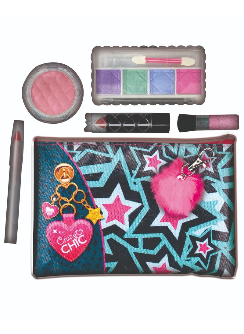 Clementoni Crazy Chic  Pochette Make Up | Make Up Toy Kit | Do it Youself | Pretend Play | Arts & Crafts | Easy to Use | Develops Fine Motor Skills & Creativity | Colorful | Fashionable | Perfect Gift for Fashion Lovers!