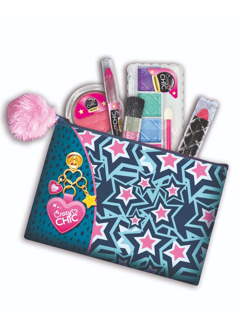 Clementoni Crazy Chic  Pochette Make Up | Make Up Toy Kit | Do it Youself | Pretend Play | Arts & Crafts | Easy to Use | Develops Fine Motor Skills & Creativity | Colorful | Fashionable | Perfect Gift for Fashion Lovers!