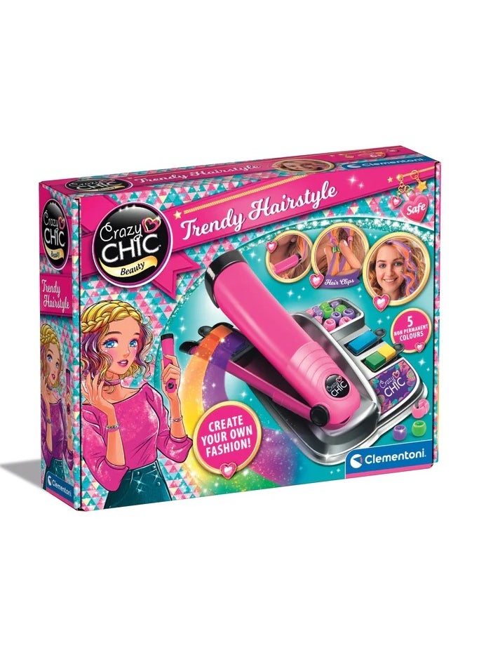 Clementoni Crazy Chic Trendy Hairtsyles | Styling-Hair Kit |Temporary Hair Color | Do it Youself | Pretend Play | Arts & Crafts | Easy to Use | Develops Fine Motor Skills & Creativity | Colorful | Fashionable | Perfect Gift for Fashion Lovers!