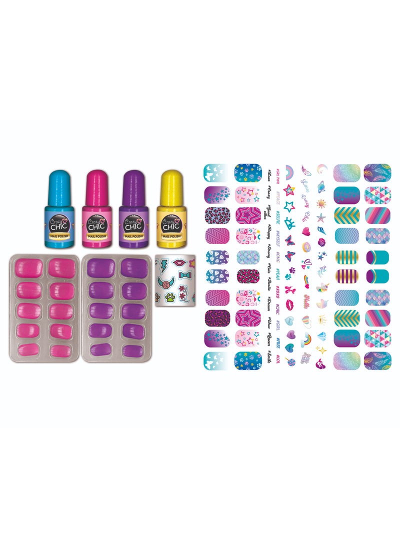 Clementoni Crazy Chic Shiny Nails | Nail-Styling Kit | Do it Youself | Pretend Play | Arts & Crafts | Personalized Nails | Easy to Use | Develops Fine Motor Skills & Creativity | Colorful and Customizable | Fashionable | Perfect Gift for Fashion Lovers!