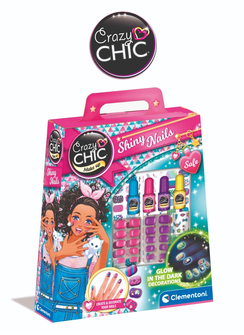 Clementoni Crazy Chic Shiny Nails | Nail-Styling Kit | Do it Youself | Pretend Play | Arts & Crafts | Personalized Nails | Easy to Use | Develops Fine Motor Skills & Creativity | Colorful and Customizable | Fashionable | Perfect Gift for Fashion Lovers!