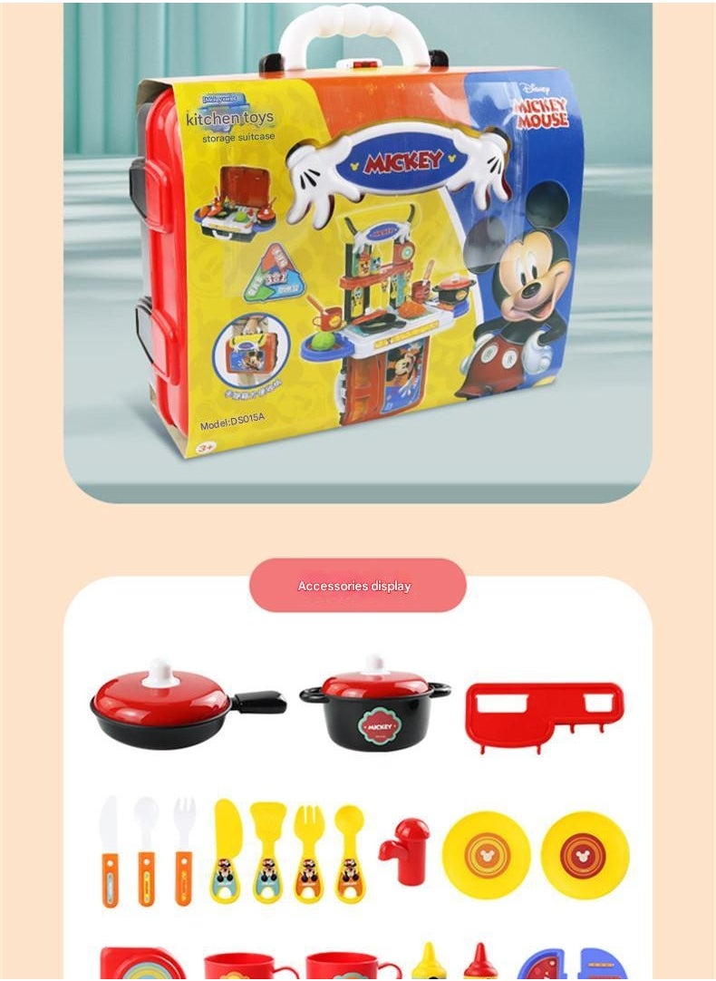 Children's Play Suitcase Toy Disney 3-in-1 Dressing Table Kitchenware Male and Female Toys