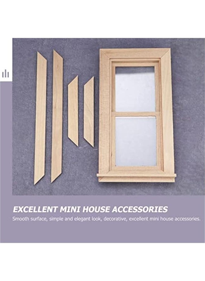 1: 12 Scale Wooden Window Dollouse Mini Window Frame Miniature Wooden Furniture for Doll House Decoration Dollouse Accessories