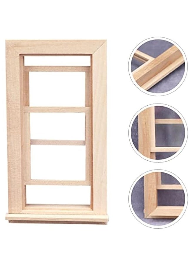 1: 12 Scale Wooden Window Dollouse Mini Window Frame Miniature Wooden Furniture for Doll House Decoration Dollouse Accessories