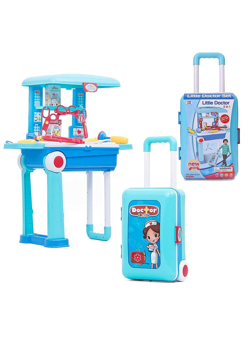 Little Doctor Set 2 in 1 Doctor Playset With Suitcase Trolley - Multicolour