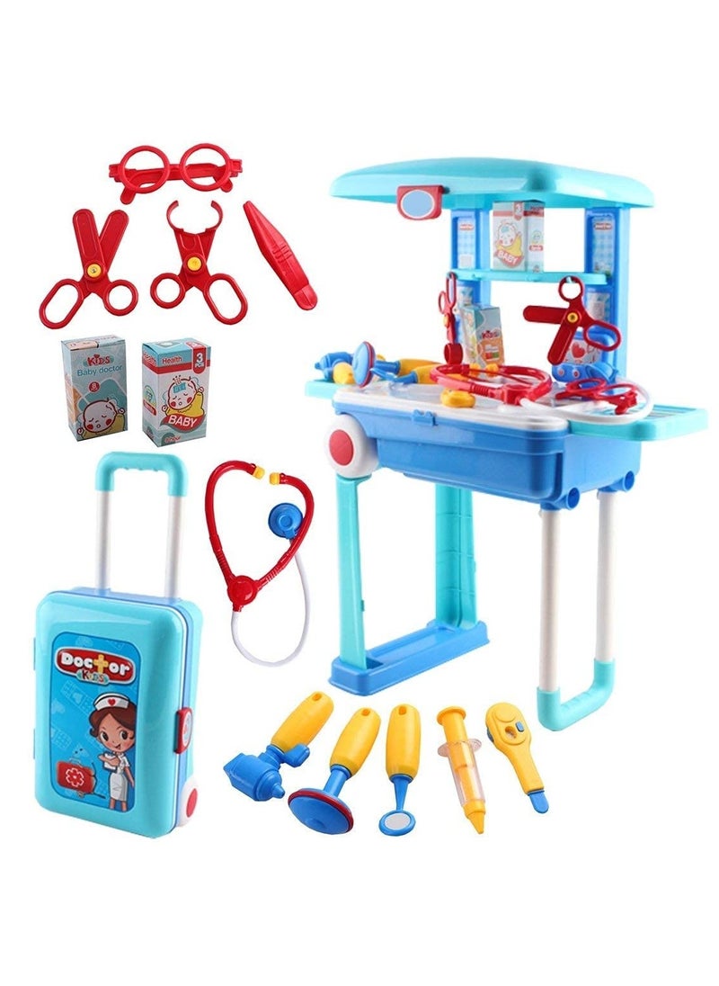 Little Doctor Set 2 in 1 Doctor Playset With Suitcase Trolley - Multicolour