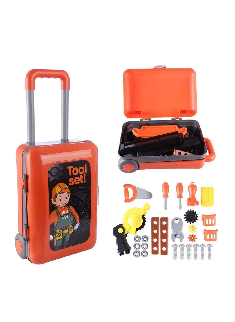 Deluxe Tool Set 2 in 1 Tool Playset With Suitcase Trolley - Multicolour