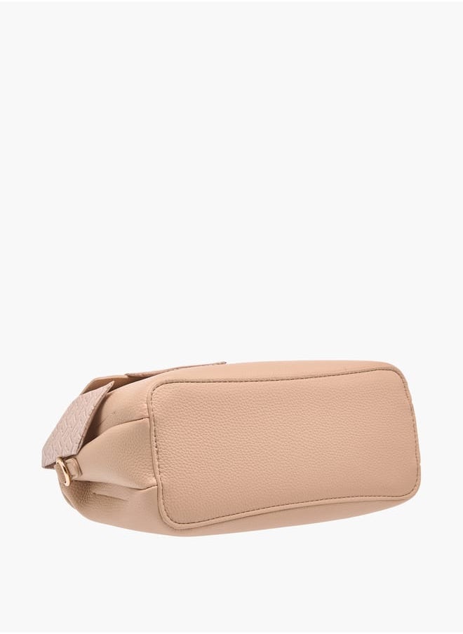 Womens Textured Satchel Bag With Twist Lock Closure And Scarf Detail