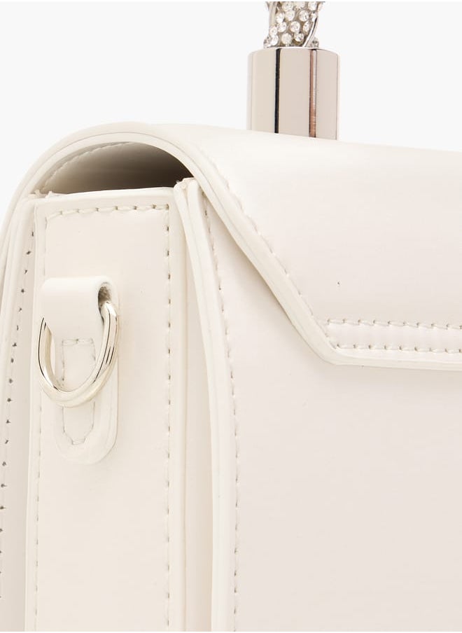 Women Solid Satchel Bag with Detachable Strap and Magnetic Closure Ramadan Collection