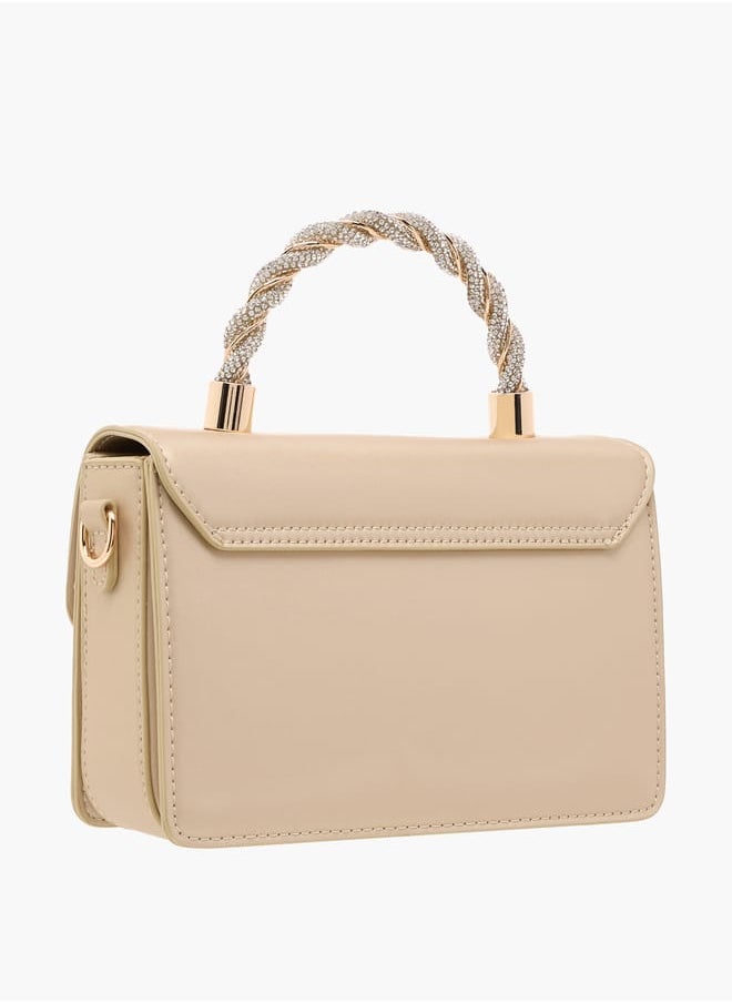 Women Solid Satchel Bag with Detachable Strap and Magnetic Closure Ramadan Collection