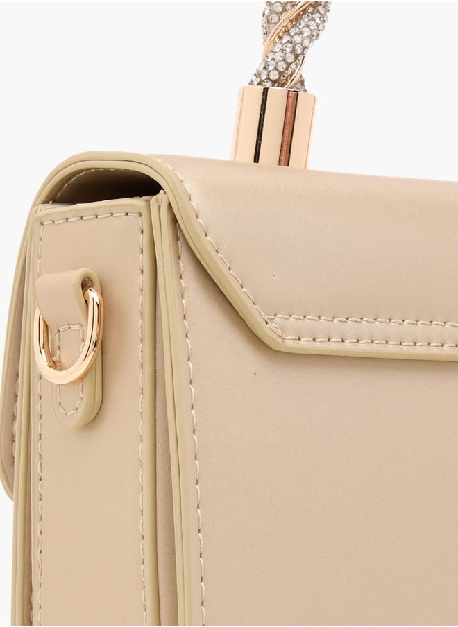 Women Solid Satchel Bag with Detachable Strap and Magnetic Closure Ramadan Collection